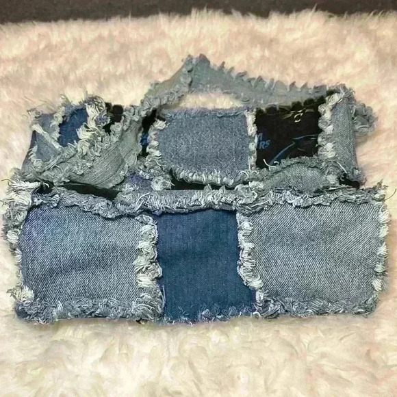 Carolina Panthers Pocketbook Handmade One of a Kind Made of Denim - Picture 8 of 10